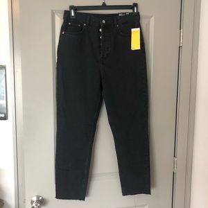 Brand New H&M Black Mom Jeans- Raw Hem